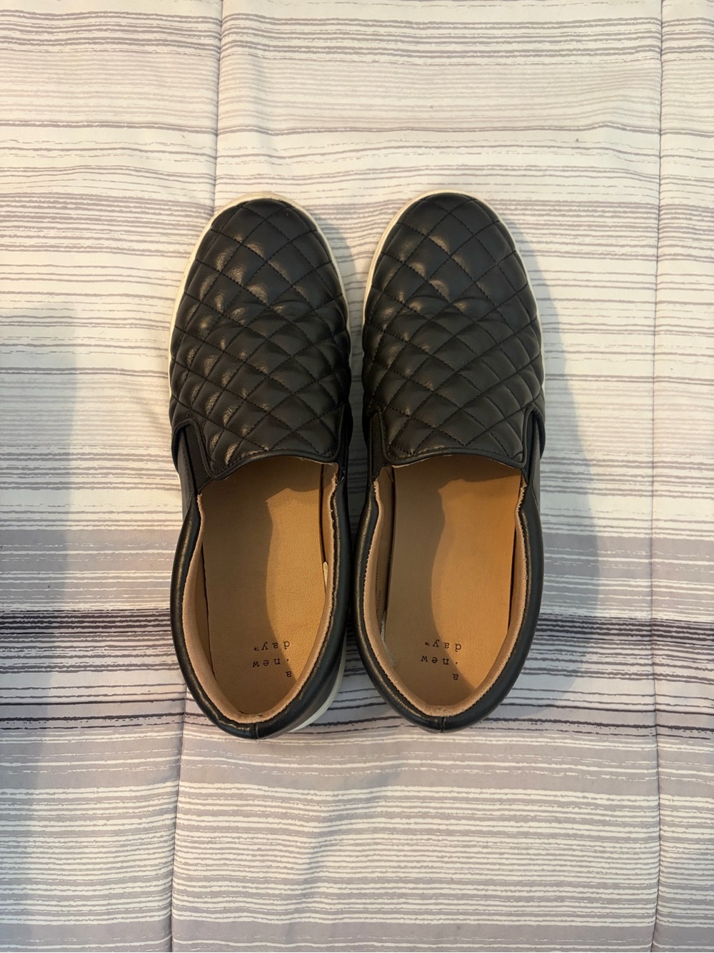 A New Day Women’s Black Leather Slip On Shoes Size 11